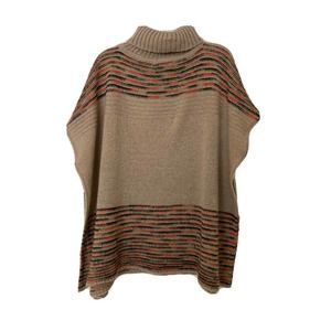 Knit Turtle Neck Poncho One Size